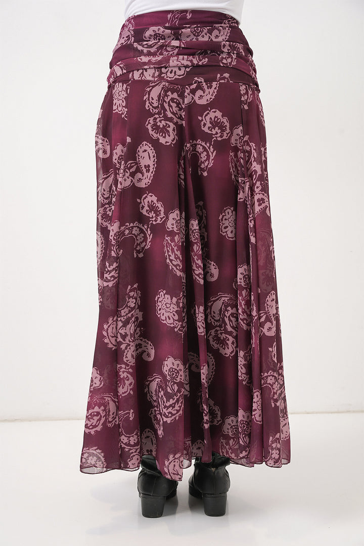 Bigdart Jupe en chiffon à motifs pour femme 8057 - Bordeaux