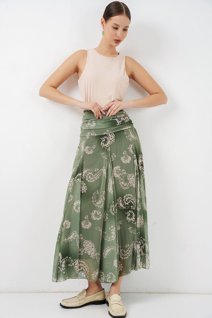 Bigdart Jupe en chiffon à motifs pour femme 8057 - Vert clair