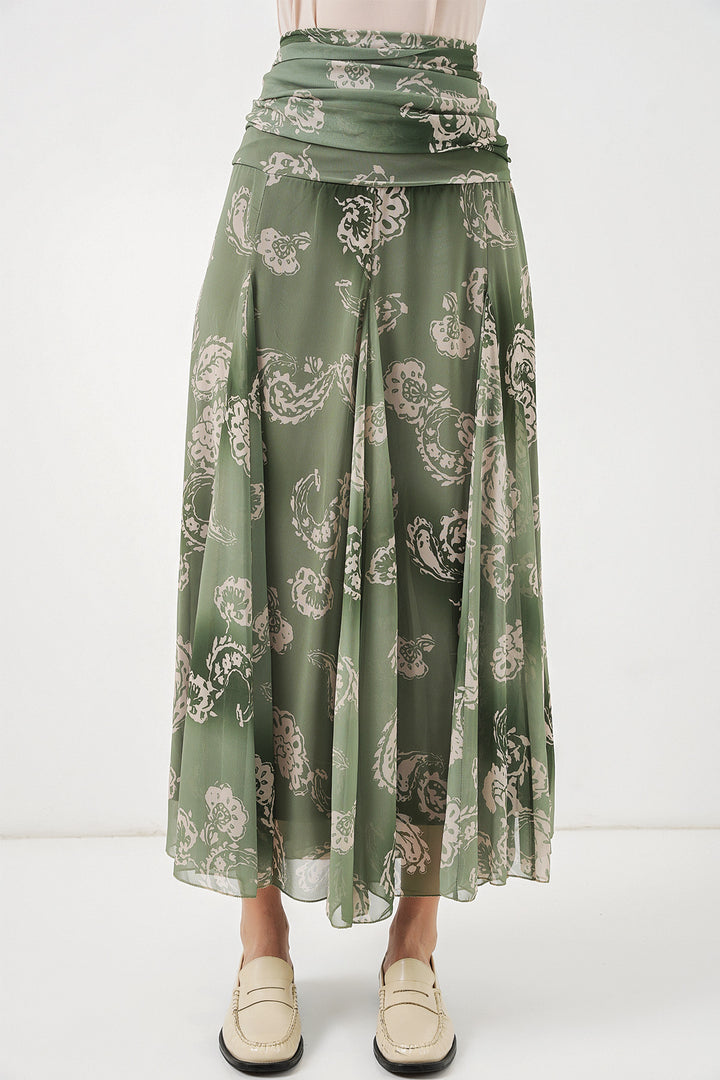 Bigdart Jupe en chiffon à motifs pour femme 8057 - Vert clair
