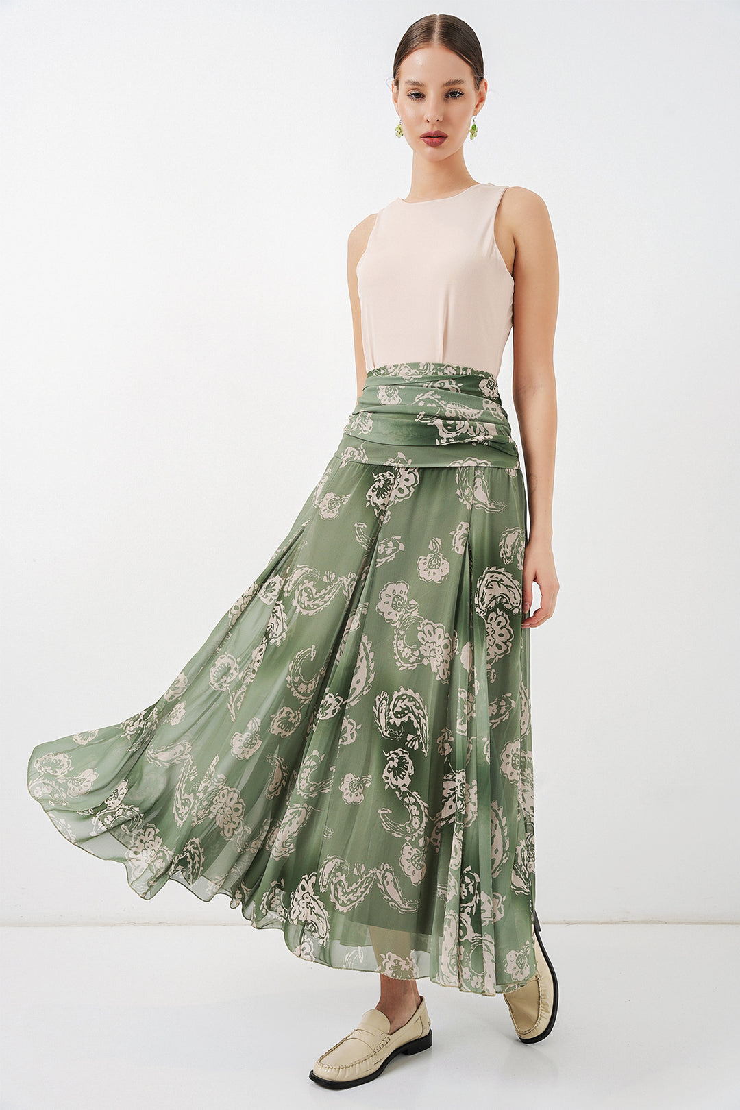 Bigdart Jupe en chiffon à motifs pour femme 8057 - Vert clair