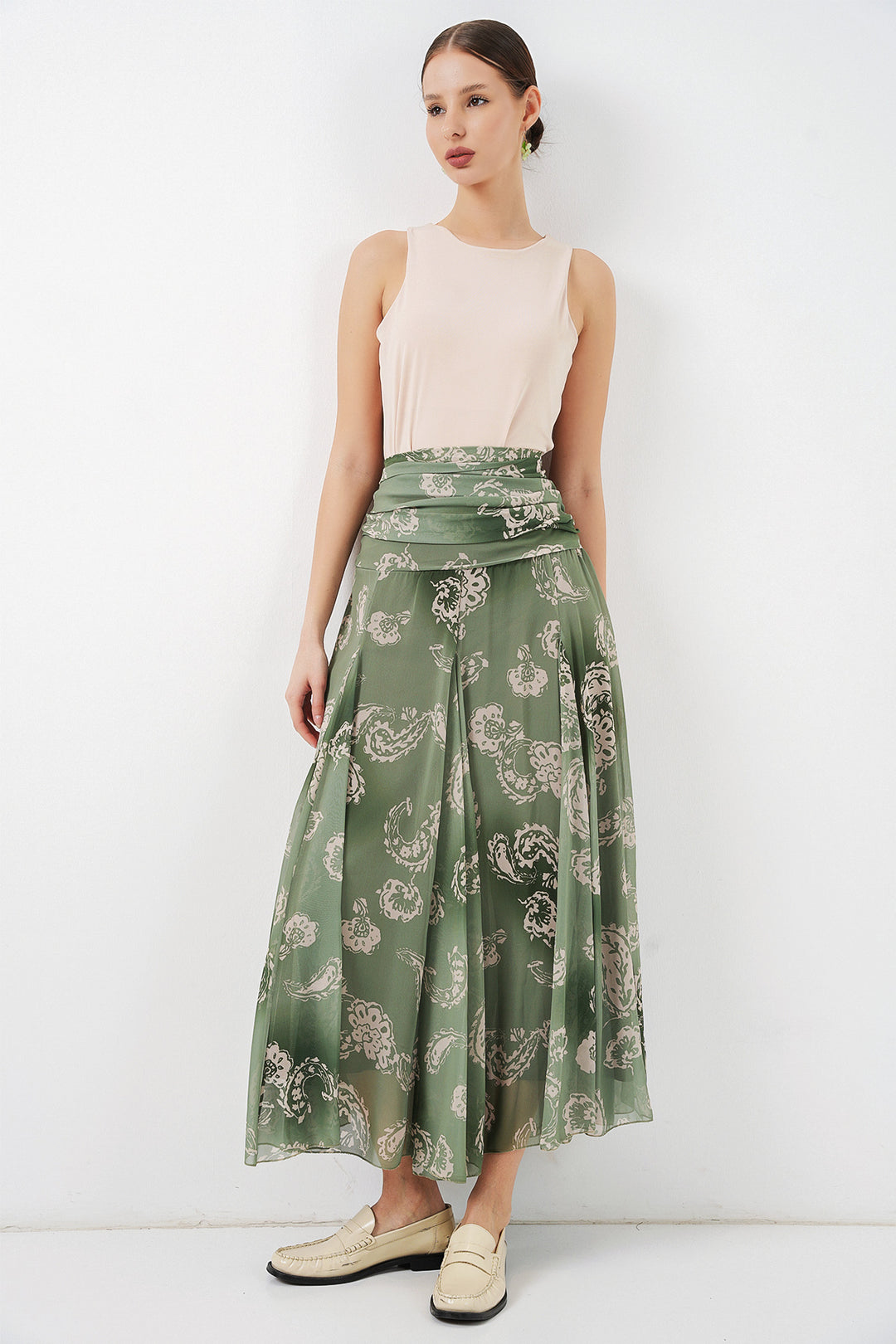 Bigdart Jupe en chiffon à motifs pour femme 8057 - Vert clair