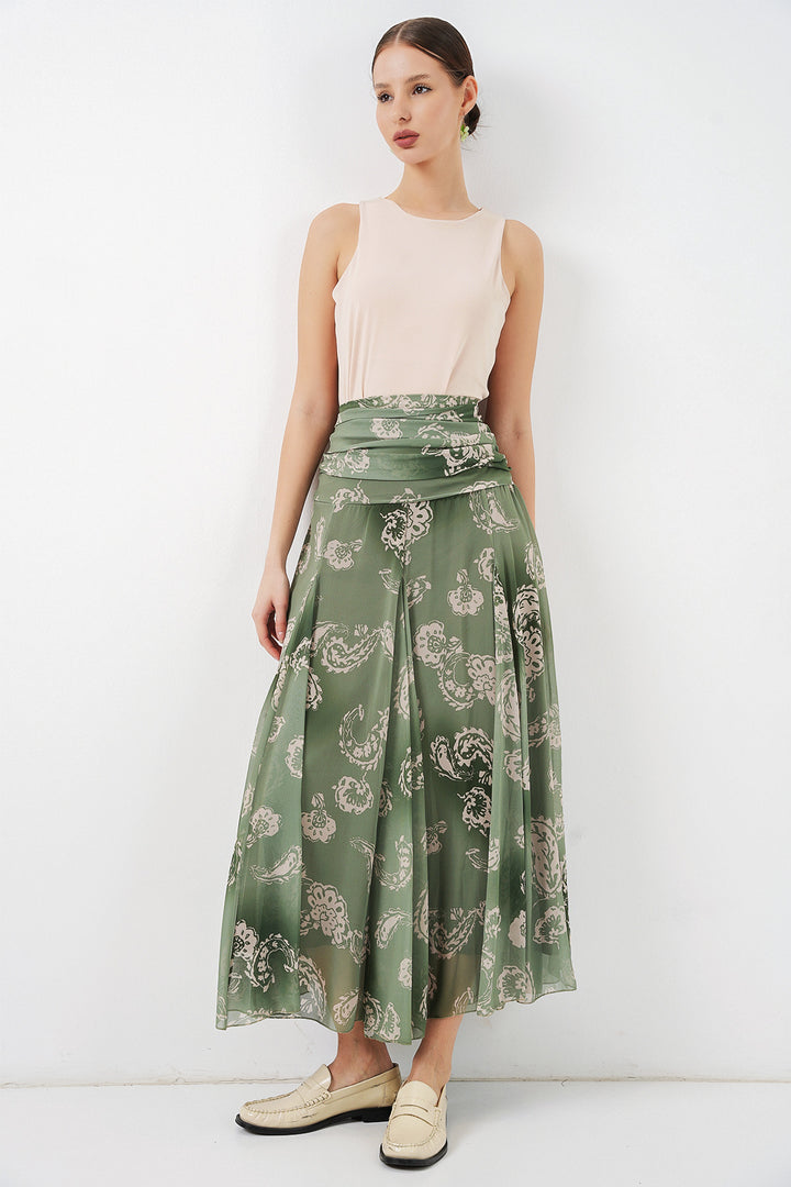 Bigdart Jupe en chiffon à motifs pour femme 8057 - Vert clair
