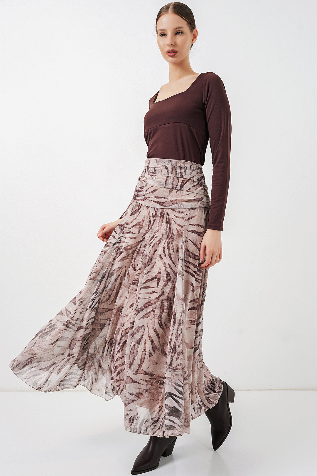 Bigdart Jupe en chiffon à motifs pour femme 8057 - Écru