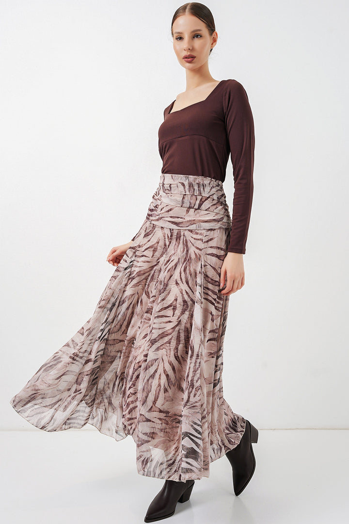 Bigdart Jupe en chiffon à motifs pour femme 8057 - Écru