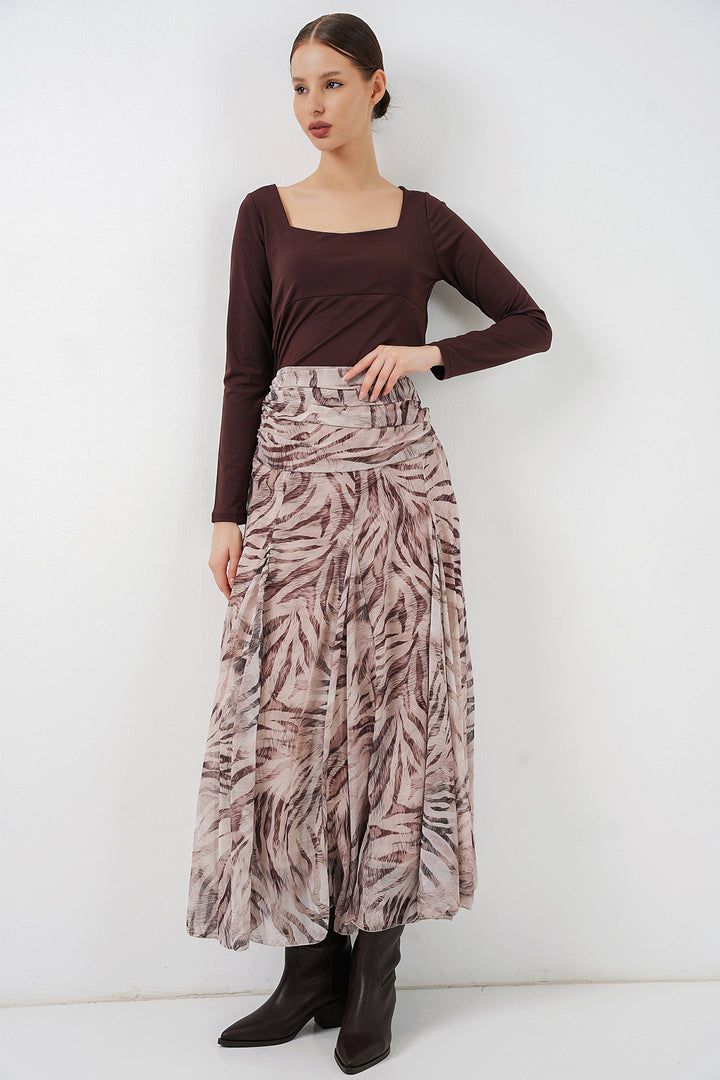 Bigdart Jupe en chiffon à motifs pour femme 8057 - Écru