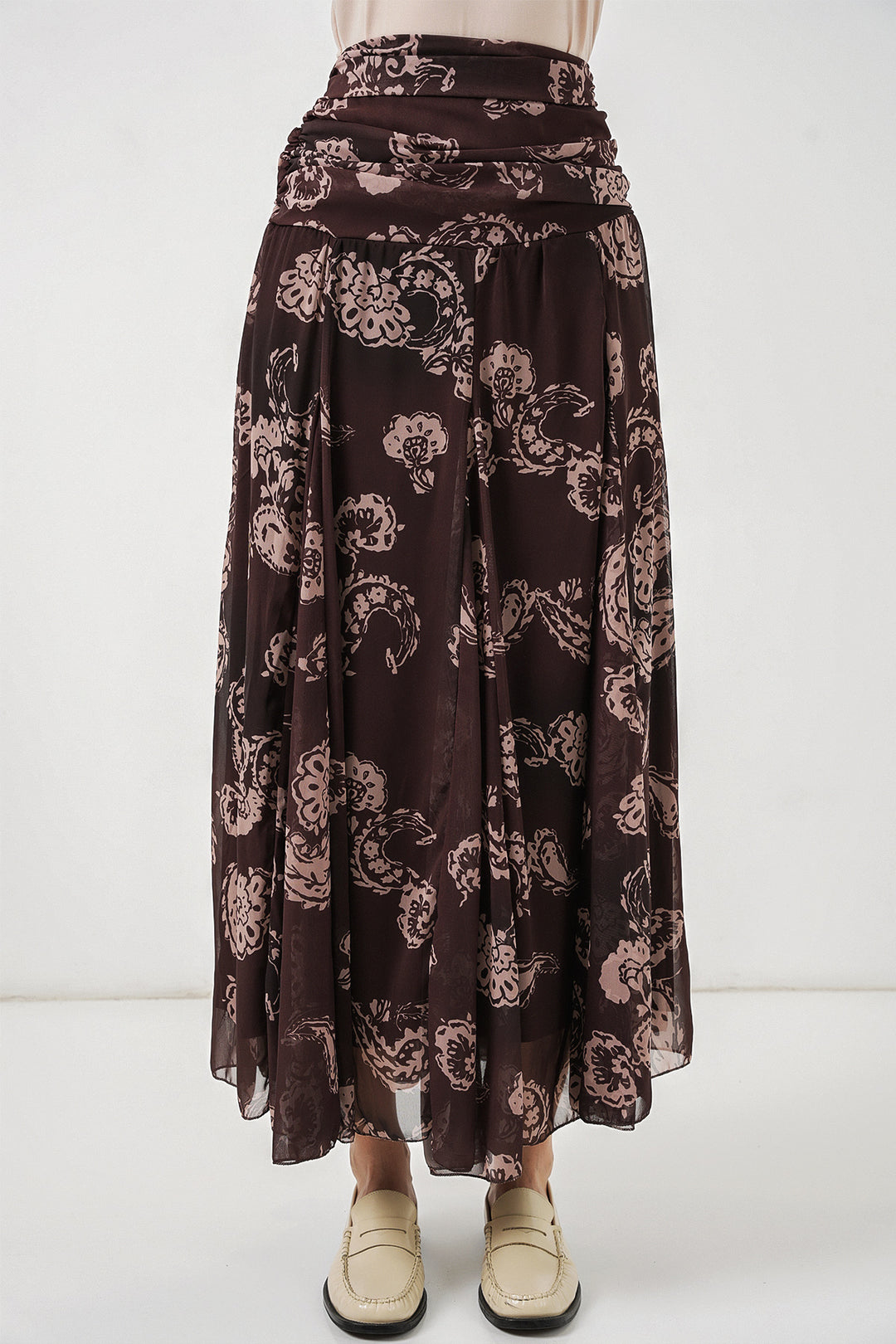 Bigdart Jupe en chiffon à motifs pour femme 8057 - Marron