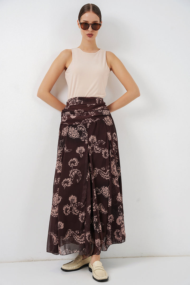 Bigdart Jupe en chiffon à motifs pour femme 8057 - Marron