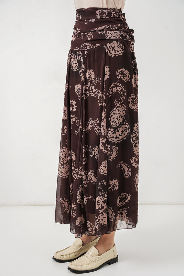 Bigdart Jupe en chiffon à motifs pour femme 8057 - Marron