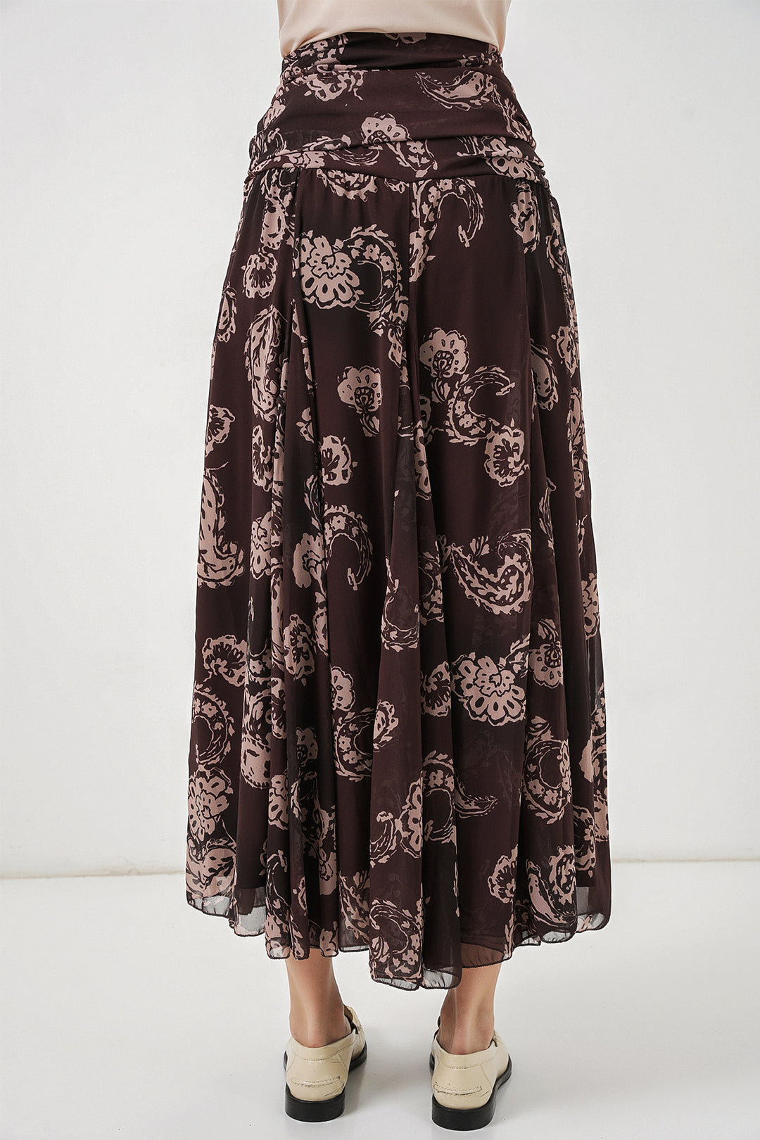 Bigdart Jupe en chiffon à motifs pour femme 8057 - Marron