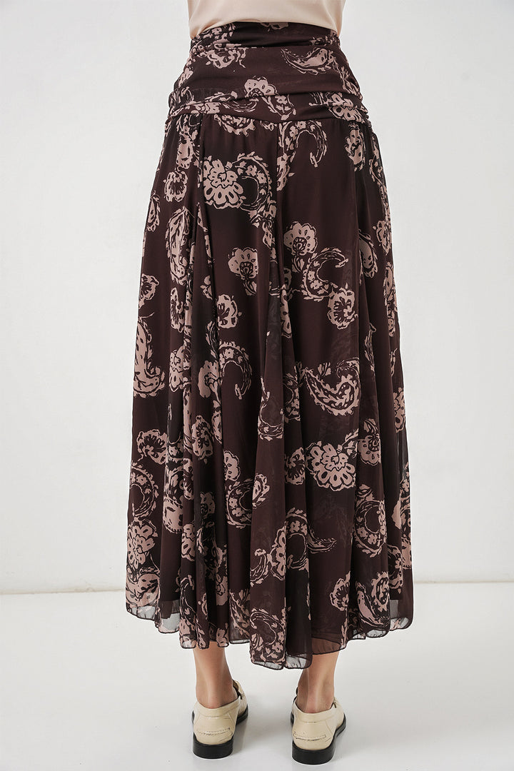 Bigdart Jupe en chiffon à motifs pour femme 8057 - Marron