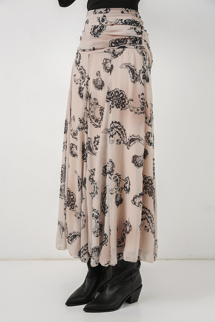 Bigdart Jupe en chiffon à motifs pour femme 8057 - Crème