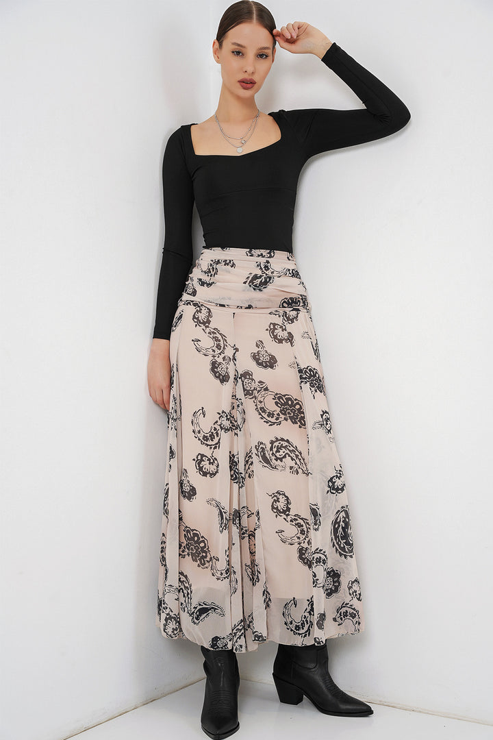 Bigdart Jupe en chiffon à motifs pour femme 8057 - Crème