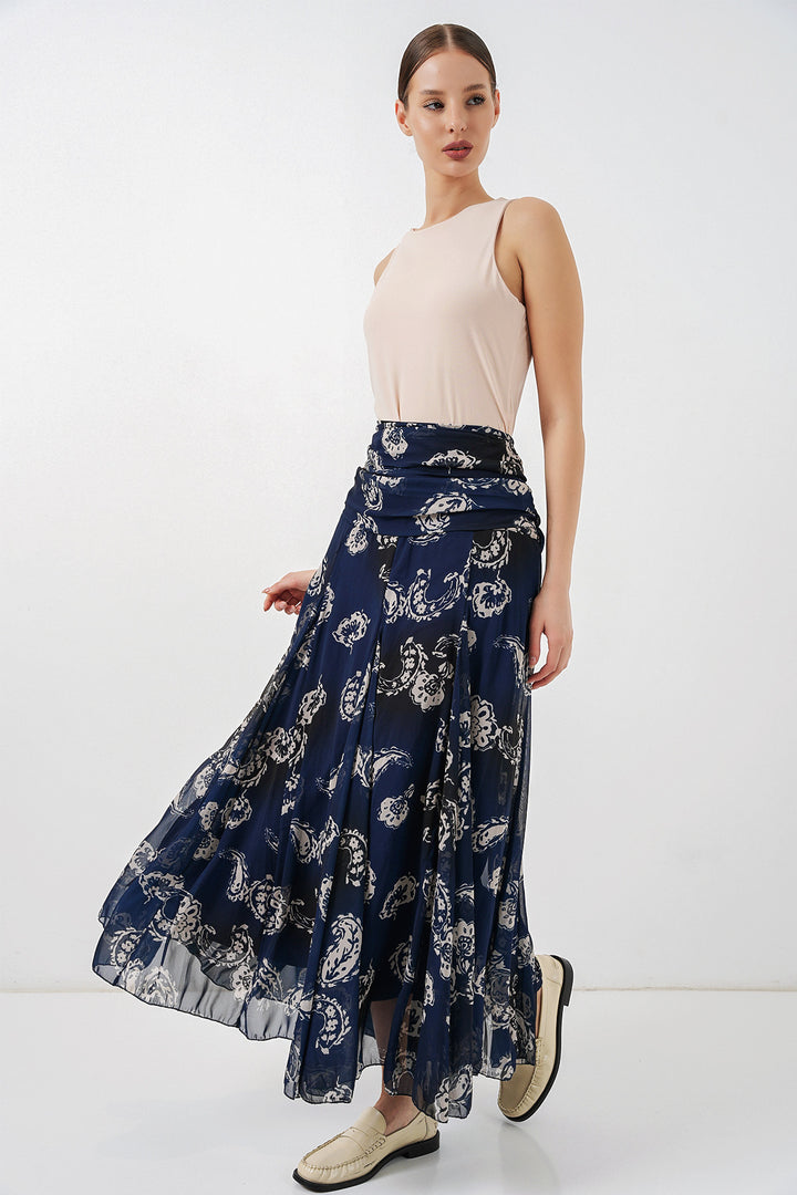Bigdart Jupe en chiffon à motifs pour femme 8057 - Bleu marine