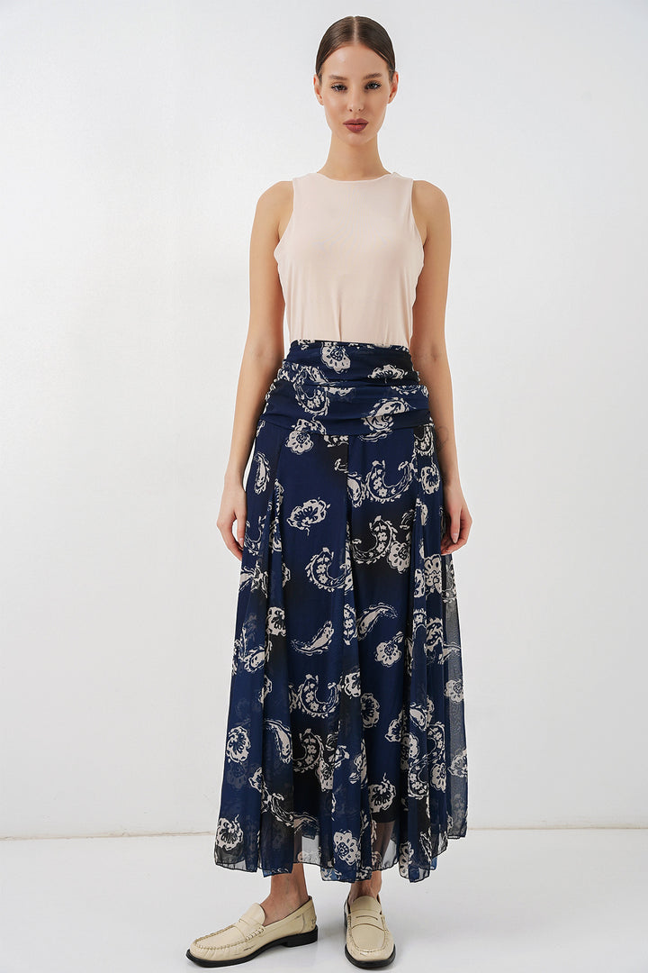 Bigdart Jupe en chiffon à motifs pour femme 8057 - Bleu marine