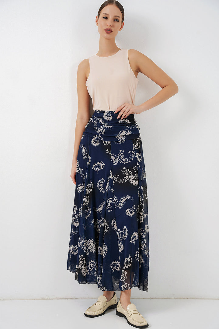 Bigdart Jupe en chiffon à motifs pour femme 8057 - Bleu marine