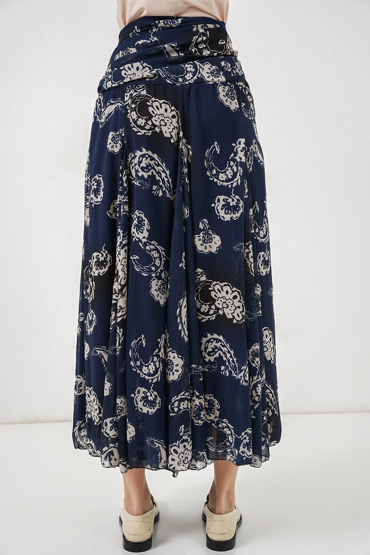 Bigdart Jupe en chiffon à motifs pour femme 8057 - Bleu marine