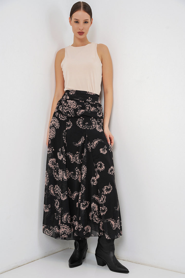 Bigdart Jupe en chiffon à motifs pour femme 8057 - Noir