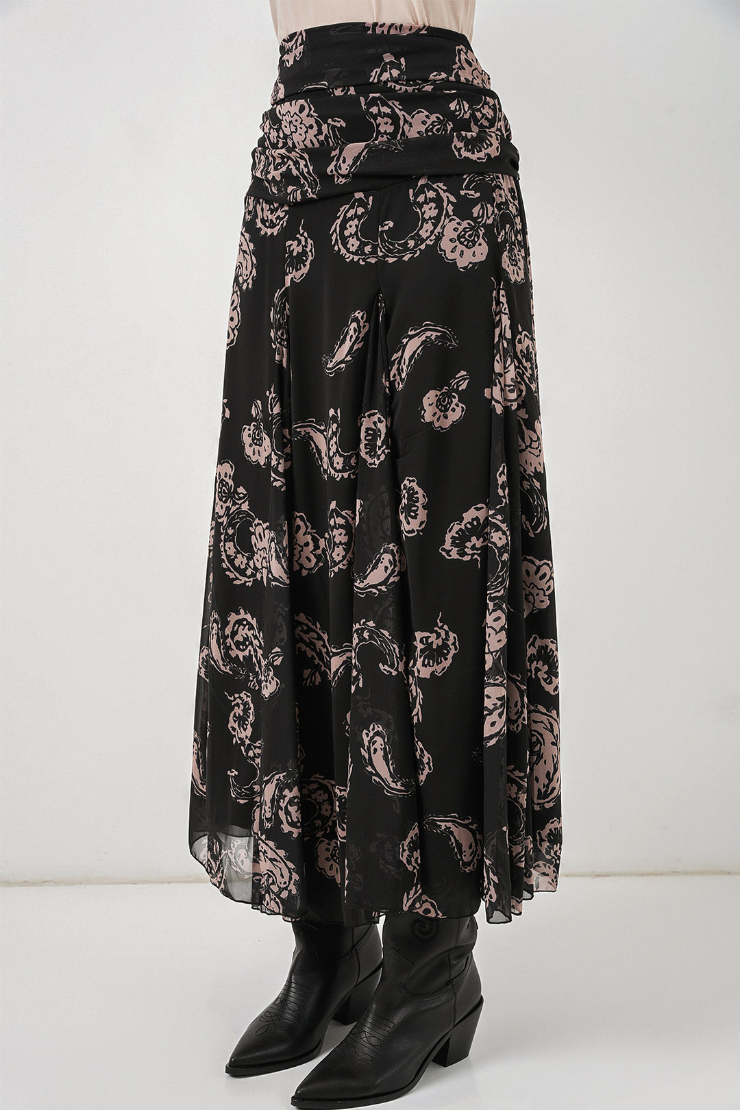 Bigdart Jupe en chiffon à motifs pour femme 8057 - Noir