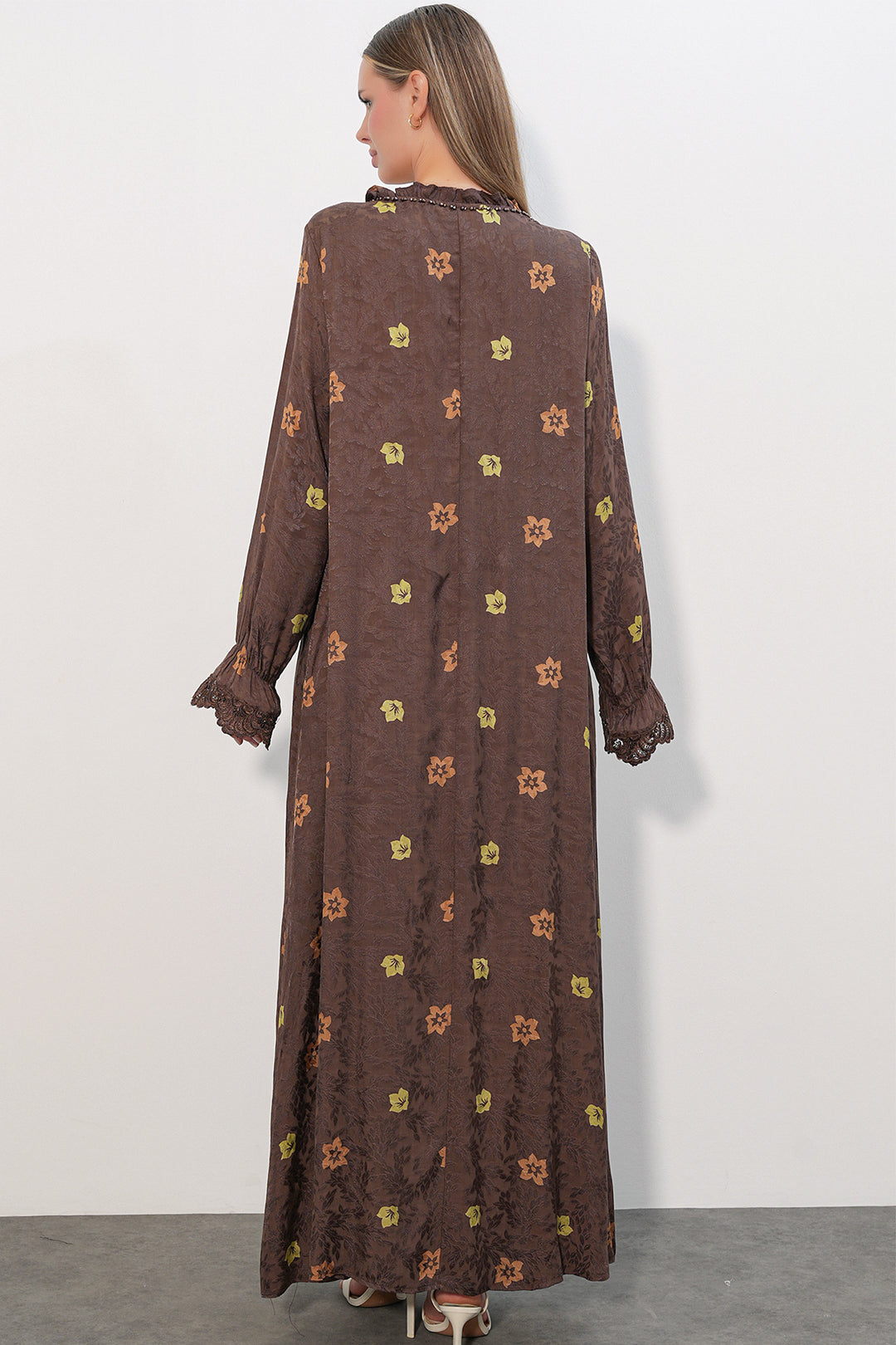 Bigdart Robe longue à motifs avec pierres 2615 - Marron