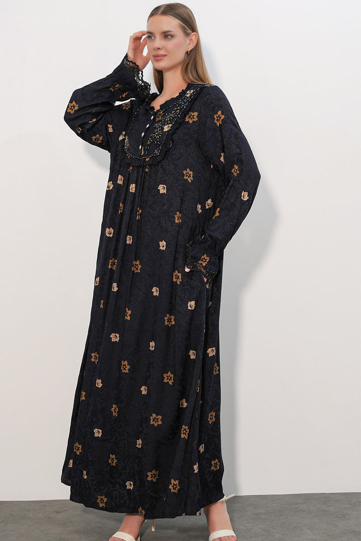 Bigdart Robe longue à motifs avec pierres 2615 - Bleu marine
