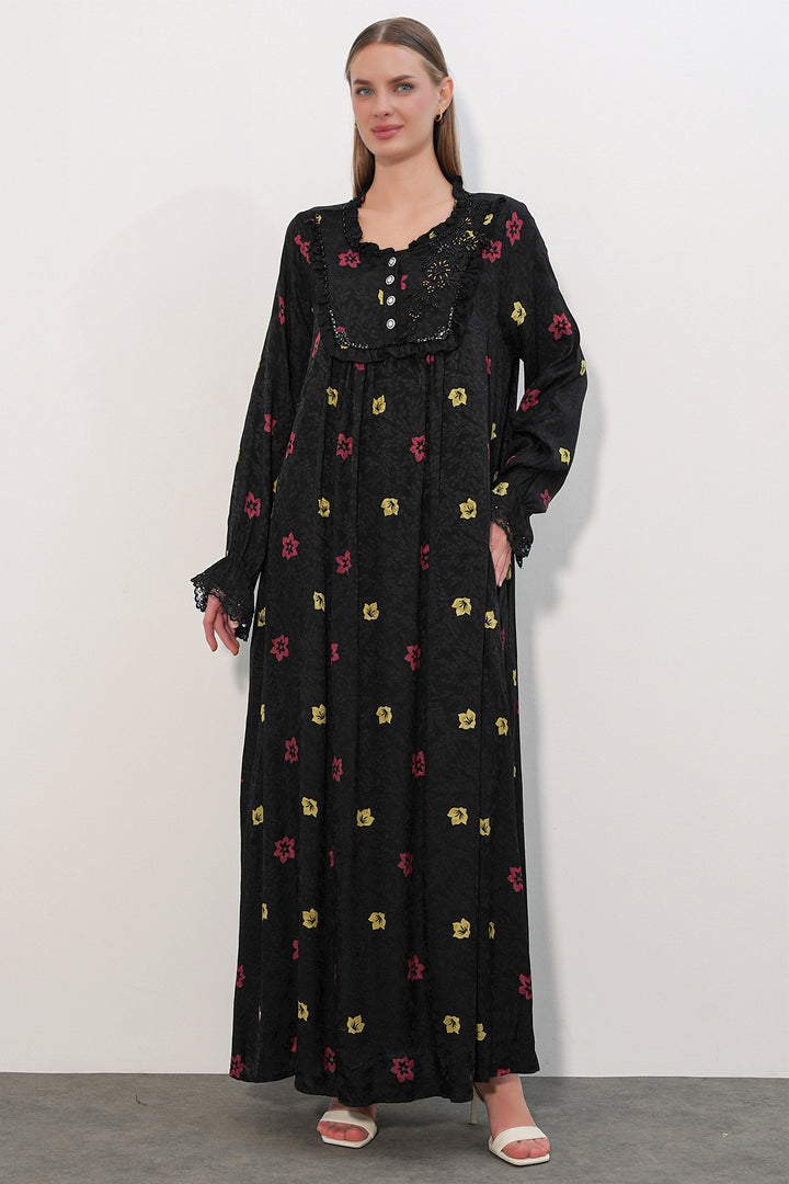 Bigdart Robe longue à motifs avec pierres 2615 - Noir