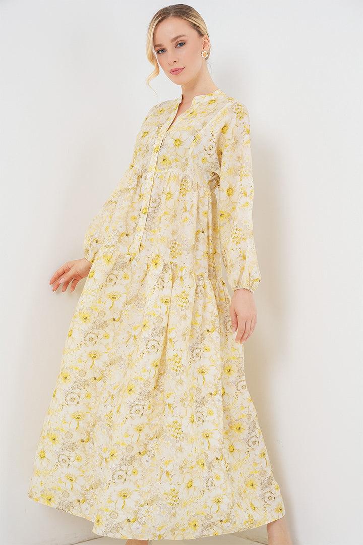 Bigdart Femme Robe Modeste Imprimée 2583 - Jaune