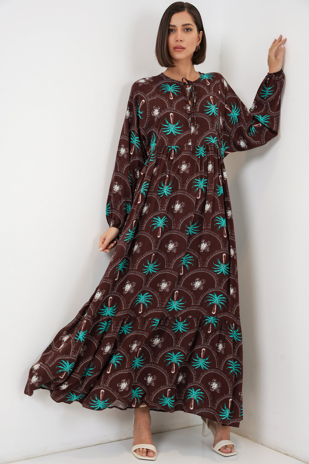 Bigdart Robe de hijab à motifs pour femmes 2594 - Marron