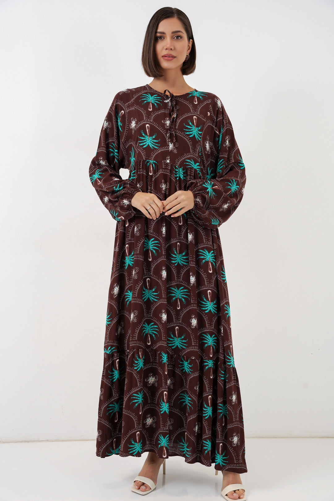 Bigdart Robe de hijab à motifs pour femmes 2594 - Marron