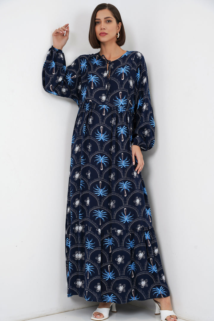Bigdart Robe de hijab à motifs pour femmes 2594 - Bleu marine