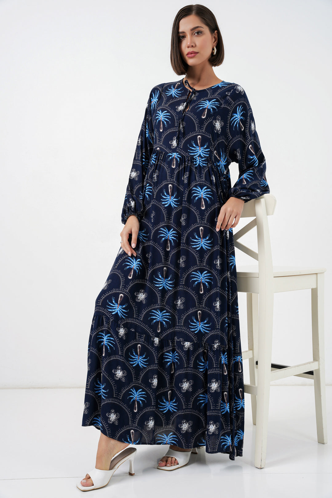 Bigdart Robe de hijab à motifs pour femmes 2594 - Bleu marine