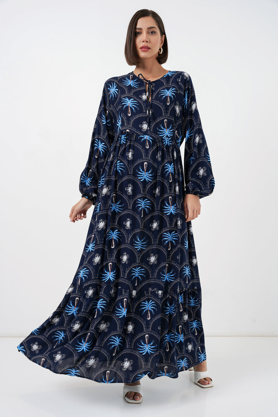 Bigdart Robe de hijab à motifs pour femmes 2594 - Bleu marine