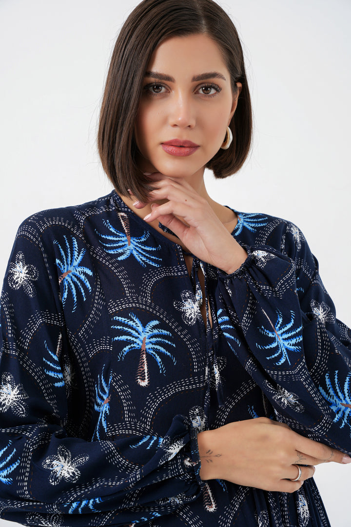 Bigdart Robe de hijab à motifs pour femmes 2594 - Bleu marine