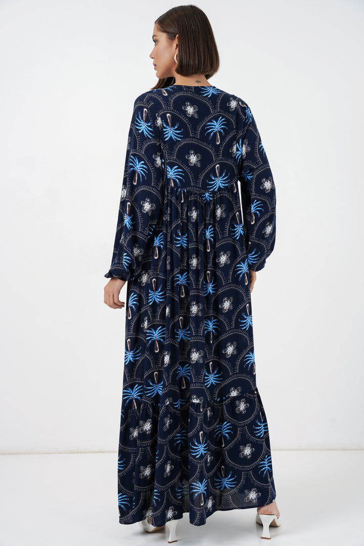 Bigdart Robe de hijab à motifs pour femmes 2594 - Bleu marine