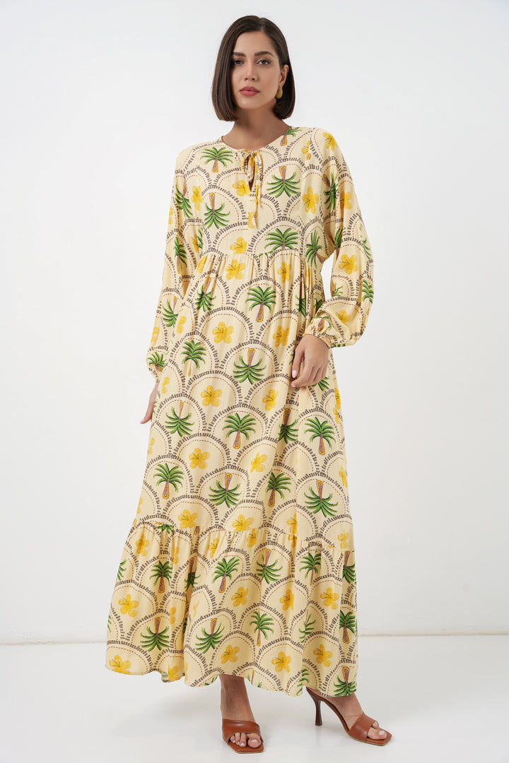 Bigdart Robe de hijab à motifs pour femme 2594 - Jaune