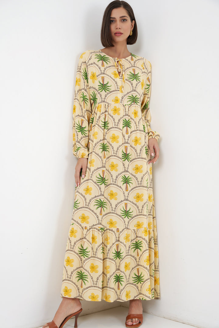 Bigdart Robe de hijab à motifs pour femme 2594 - Jaune