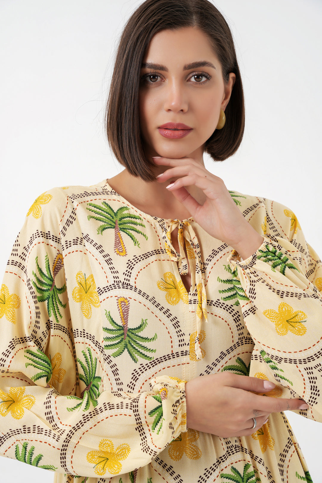 Bigdart Robe de hijab à motifs pour femme 2594 - Jaune