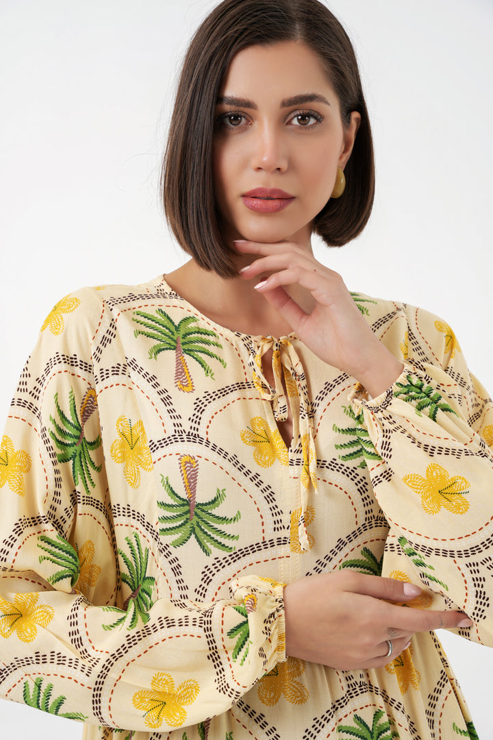 Bigdart Robe de hijab à motifs pour femme 2594 - Jaune