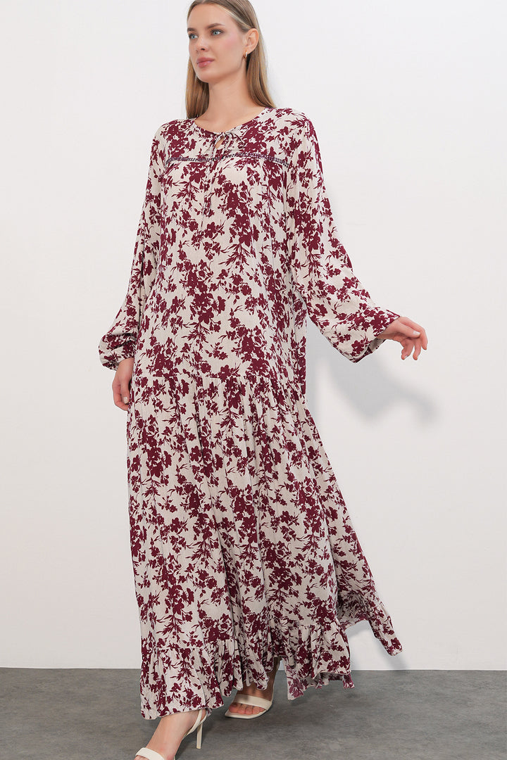 Bigdart Robe longue à motifs 2596 - Bordeaux