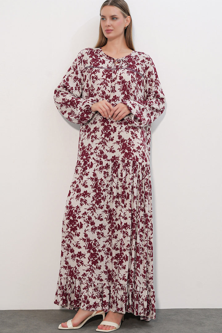 Bigdart Robe longue à motifs 2596 - Bordeaux
