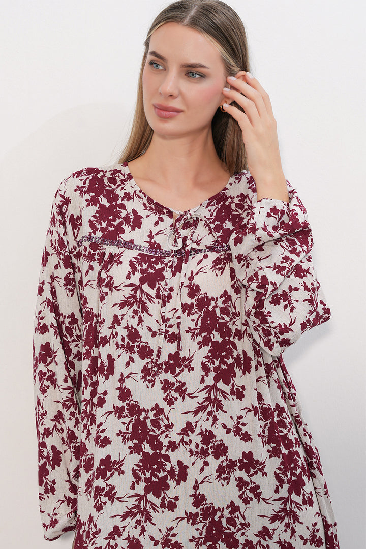 Bigdart Robe longue à motifs 2596 - Bordeaux