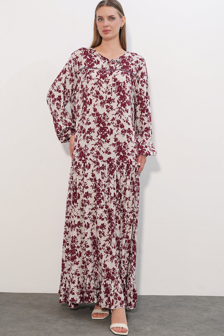 Bigdart Robe longue à motifs 2596 - Bordeaux