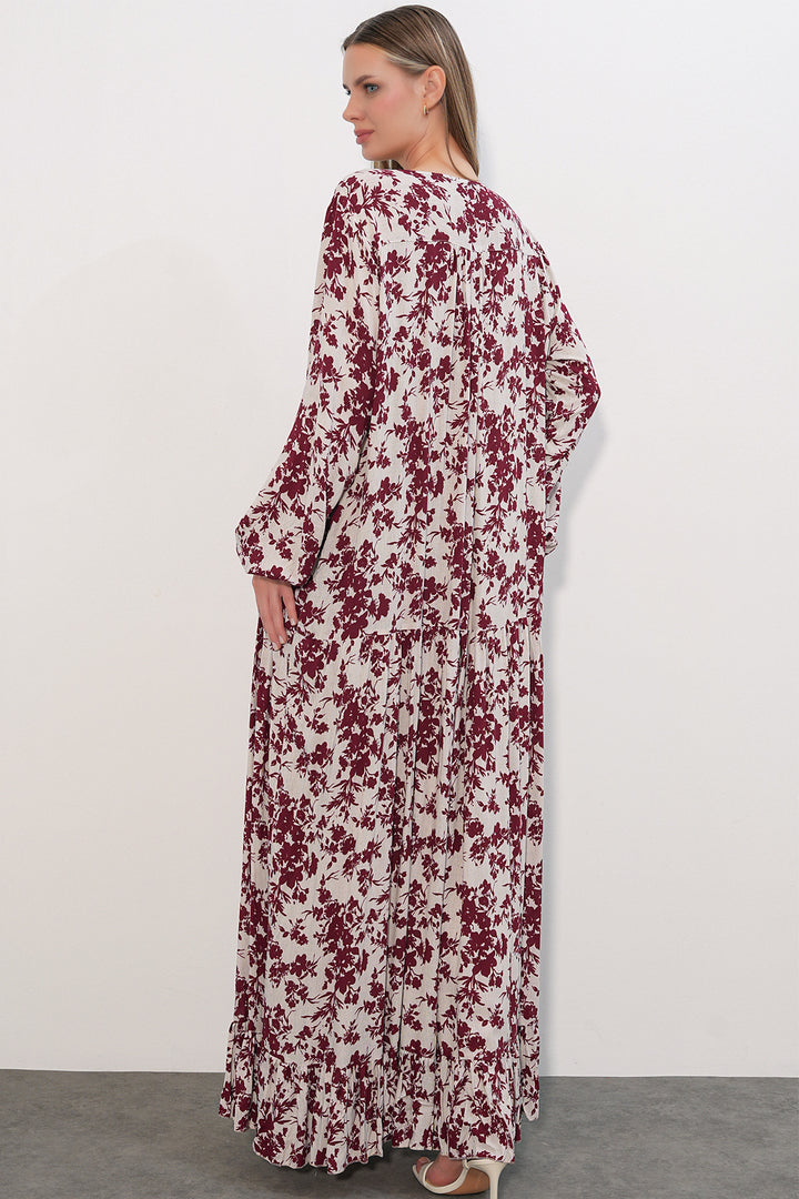 Bigdart Robe longue à motifs 2596 - Bordeaux