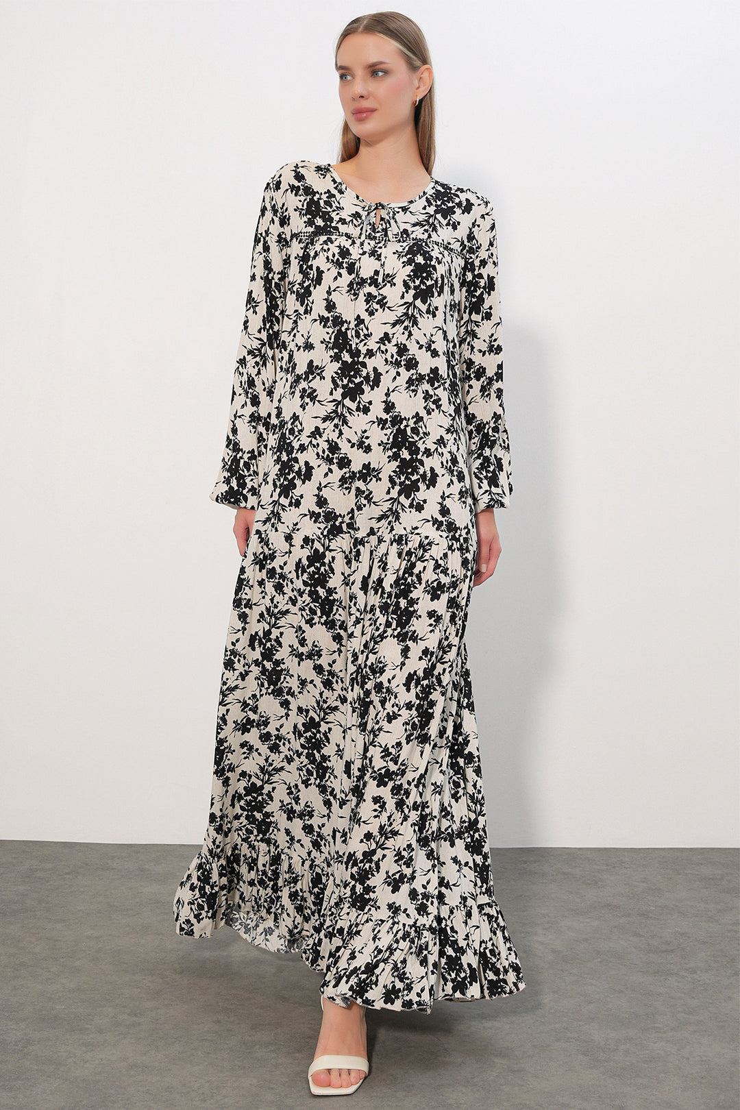 Bigdart Robe longue à motifs 2596 - Noir