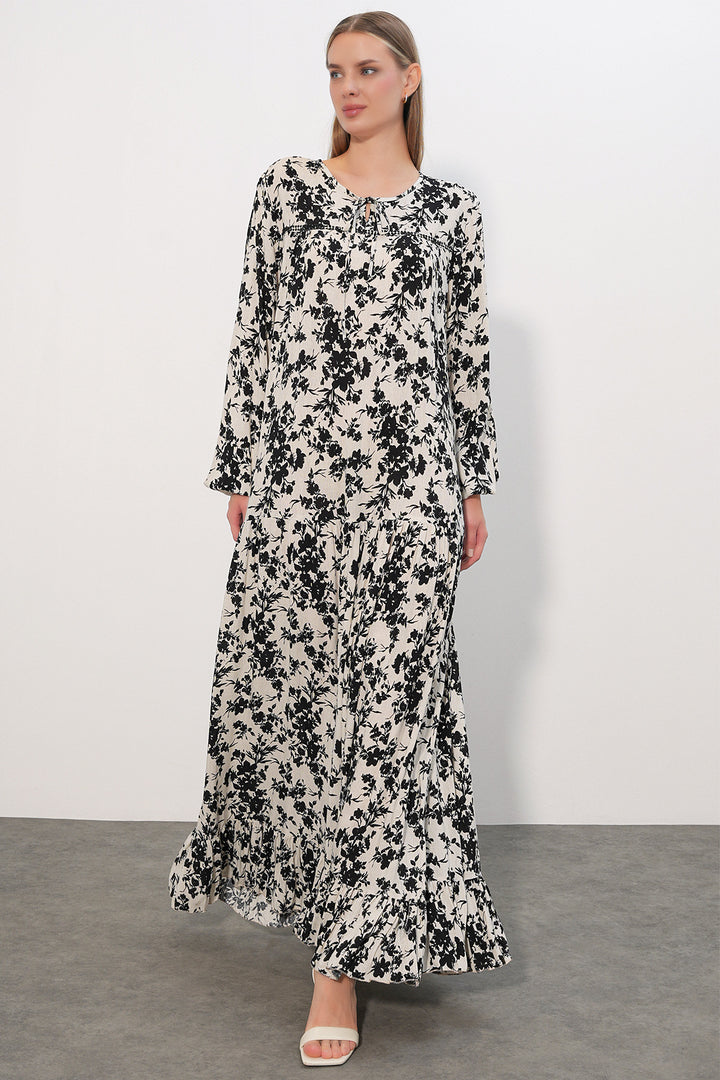 Bigdart Robe longue à motifs 2596 - Noir