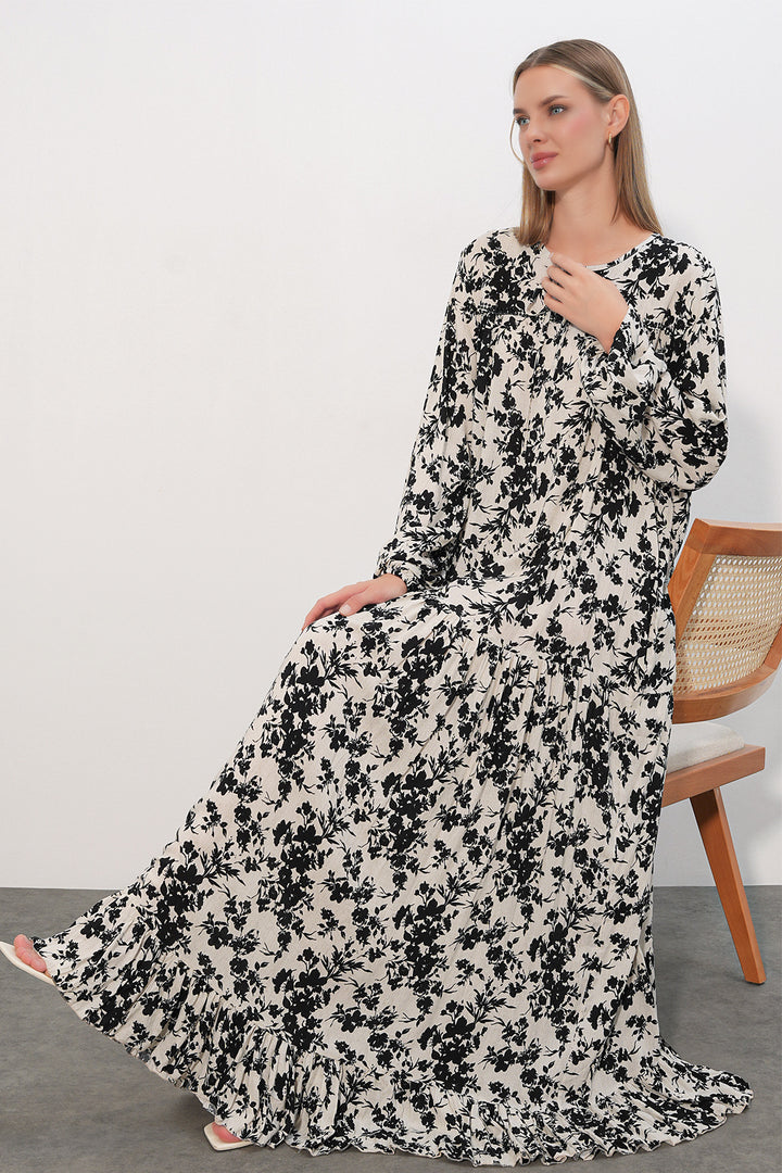 Bigdart Robe longue à motifs 2596 - Noir