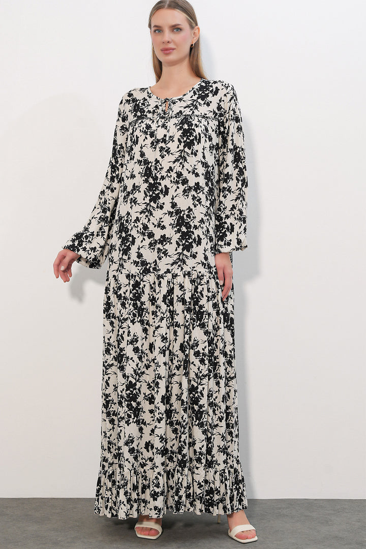 Bigdart Robe longue à motifs 2596 - Noir