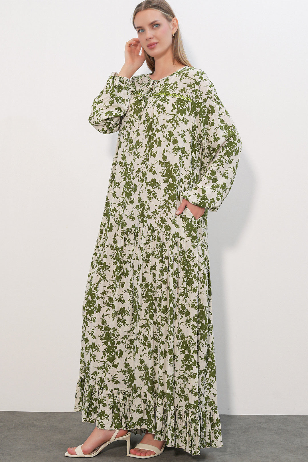Bigdart Robe longue à motifs 2596 - Vert