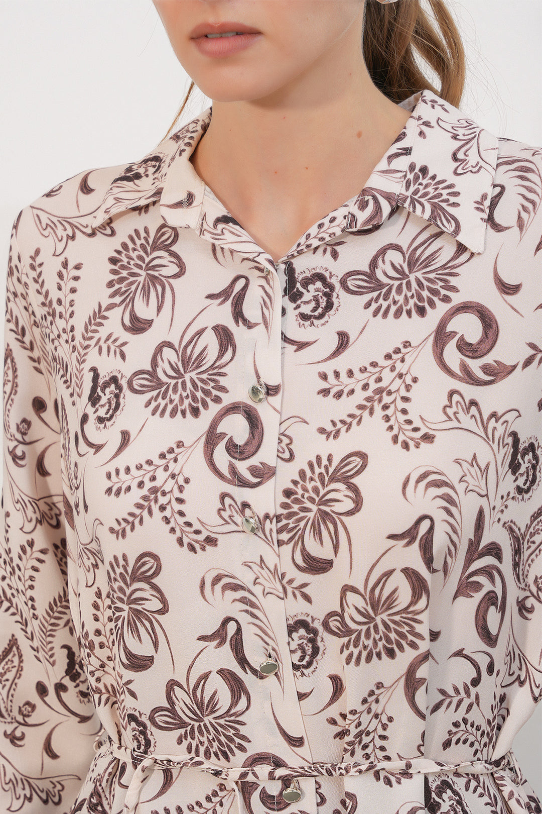 Bigdart Tunique chemise longue à motifs pour femme 5997 - Marron