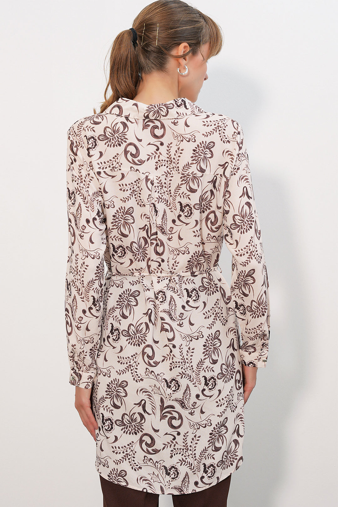 Bigdart Tunique chemise longue à motifs pour femme 5997 - Marron