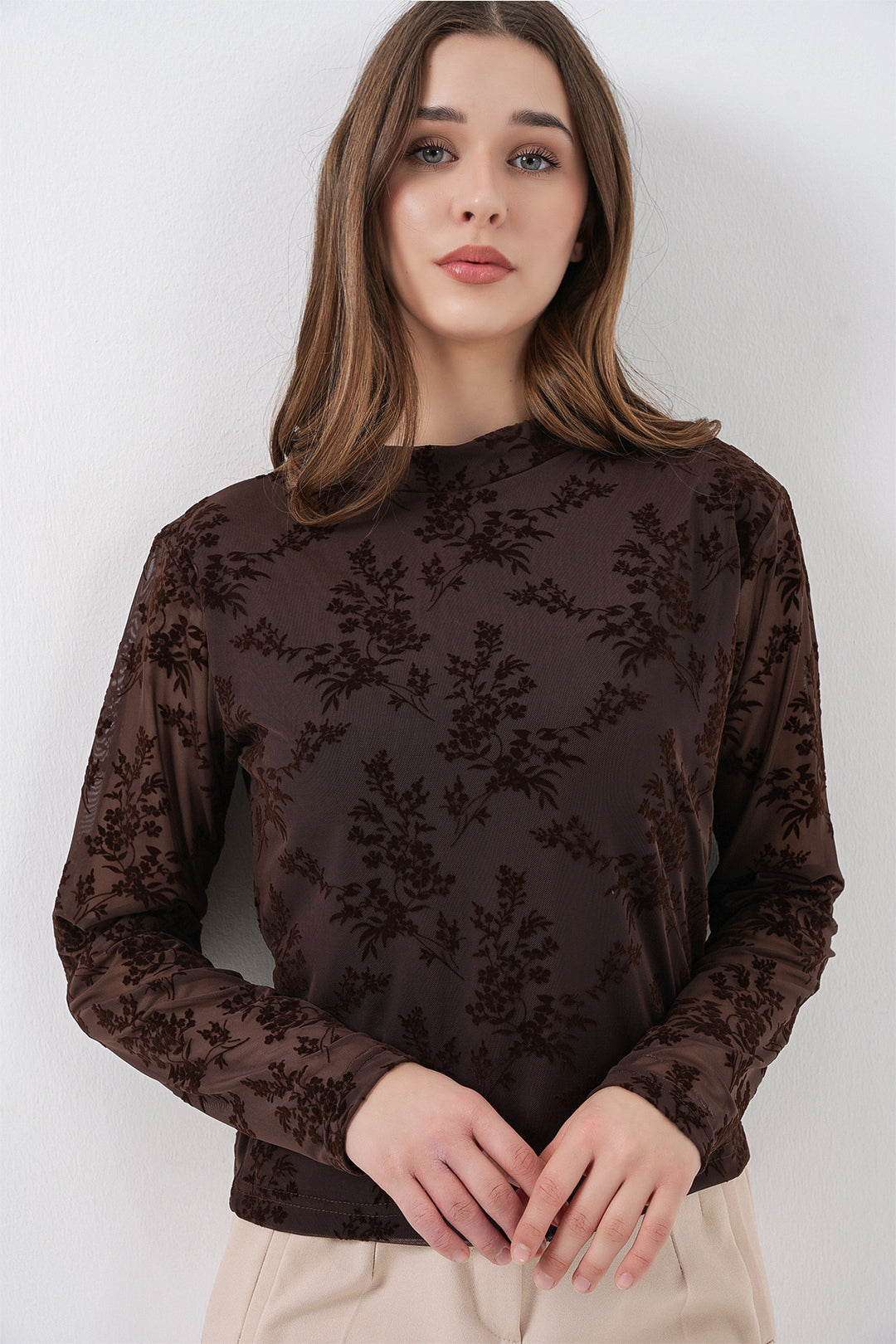 Bigdart Blouse à motifs à manches longues pour femme 983 - Marron